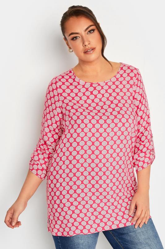 Plus Size  YOURS Curve Red Abstract Spot Print Blouse