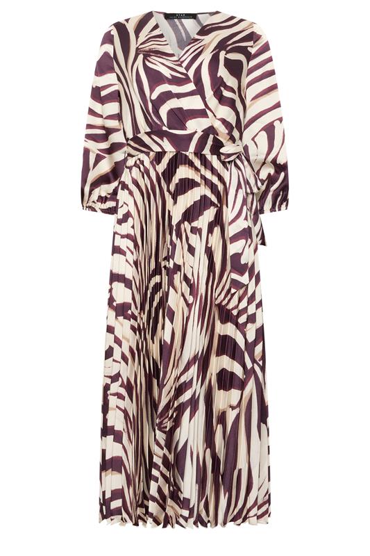  STAR Brown Zebra Pleated Dress