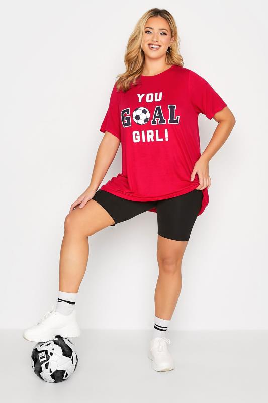 LIMITED COLLECTION Plus Size Red World Cup 'You Goal Girl!' Football T-Shirt 2