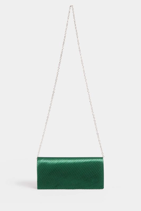 Green Pleated Satin Clutch Bag | Yours Clothing 4