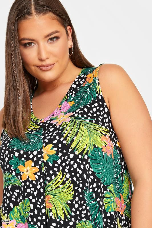 YOURS Curve Plus Size Green Floral Mixed Print Vest Top | Yours Clothing  4