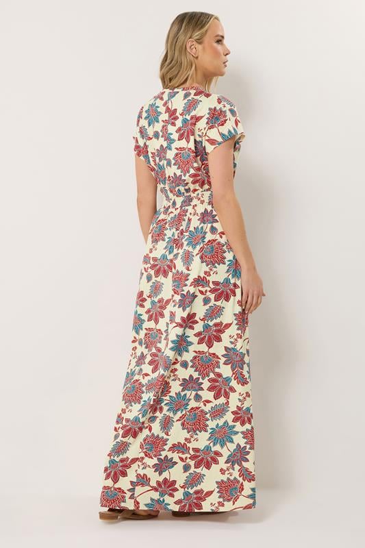 LTS Tall Women's Red & Blue Floral Shirred Waist Cotton Maxi Dress | Long Tall Sally 2