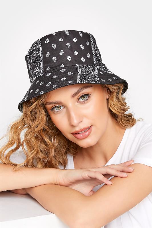 Black Paisley Print Reversible Bucket Hat | Yours Clothing  3