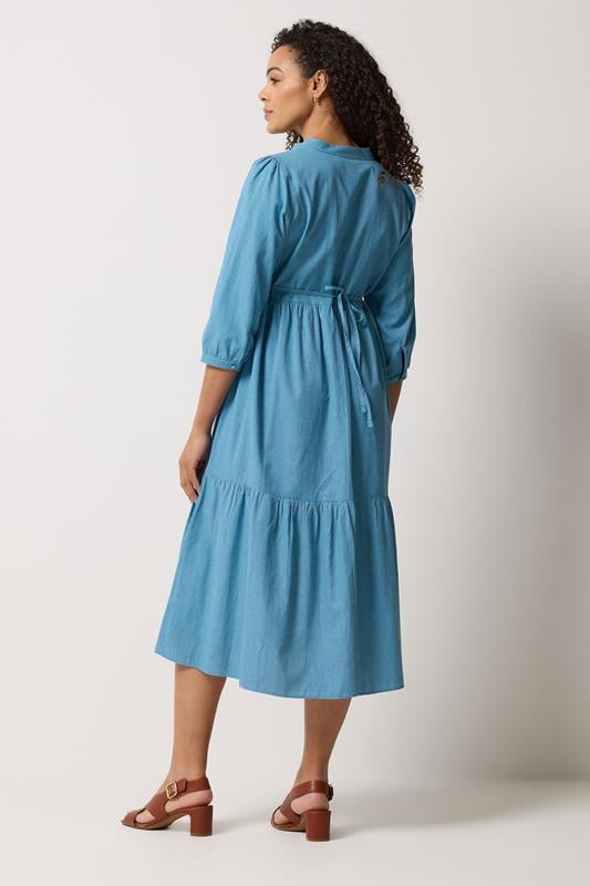 M&Co Blue Fine Stripe Tiered Maxi Dress | M&Co 4