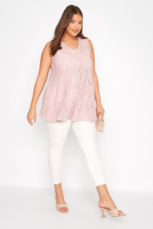 Curve Pink Broderie Anglaise Swing Vest Top 2