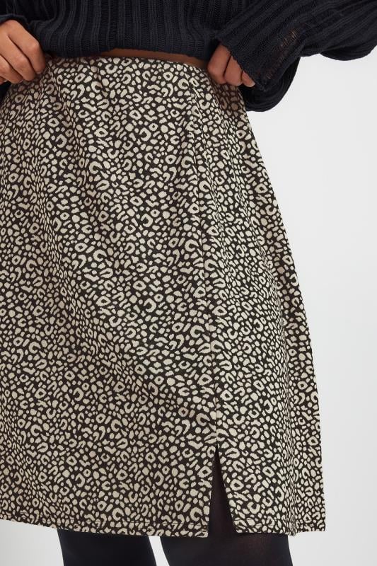 YOURS Plus Size Natural Brown Leopard Print Mini Skirt | Yours Clothing  4