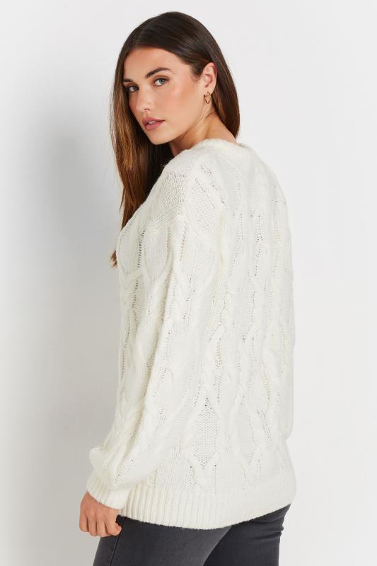 LTS Tall Women's Ivory White Cable Knit Jumper | Long Tall Sally 3