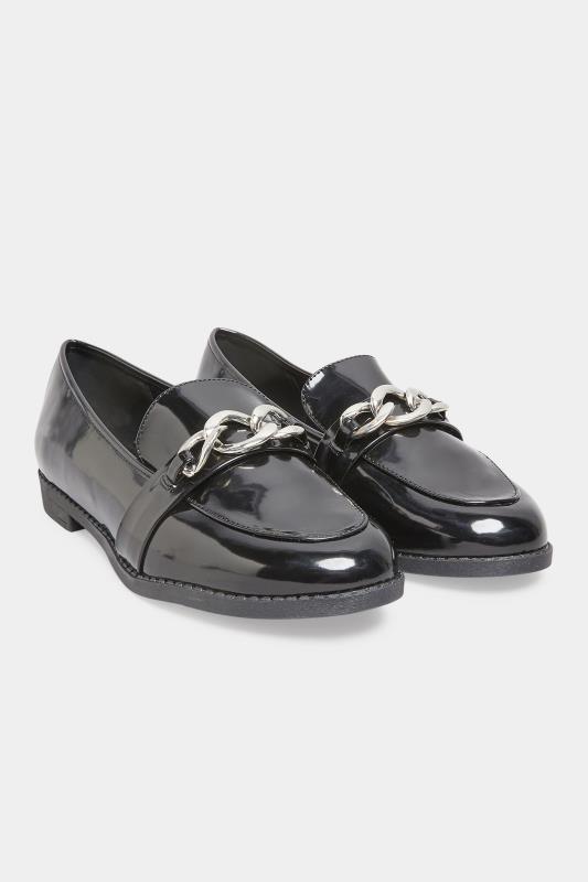 LIMITED COLLECTON Black Patent Chain Loafers In Extra Wide EEE Fit_AR.jpg
