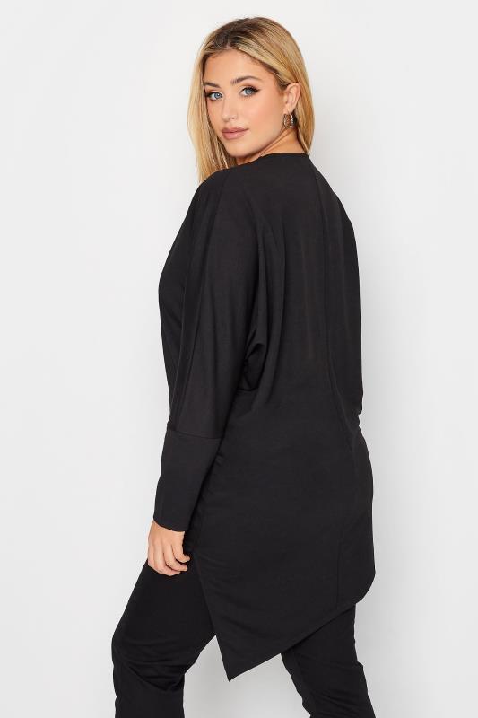 Plus Size Black Asymmetric Hem Zip Front Cardigan | Yours Clothing  3