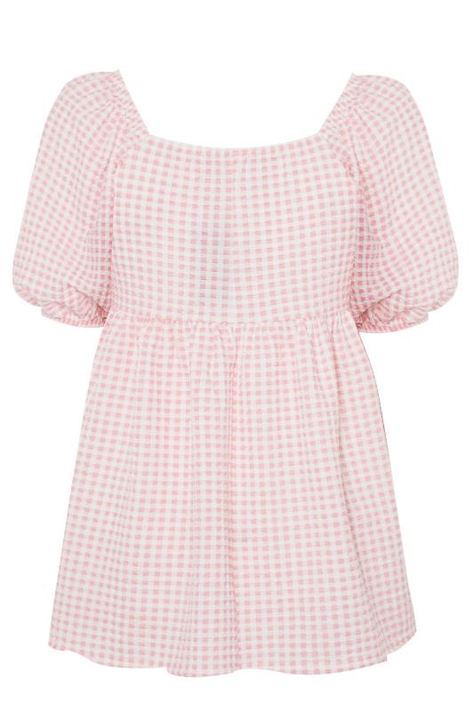 LIMITED COLLECTION Curve Pink Gingham Milkmaid Top 6