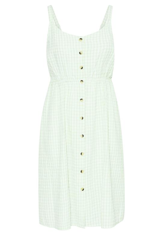 LIMITED COLLECTION Curve Green Gingham Button Front Sundress 6