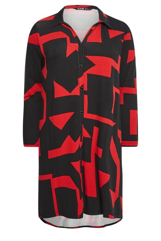 YOURS Curve Plus Size Black & Red Geometric Print Tunic Shirt | Yours Clothing  7