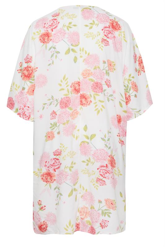 YOURS Plus Size White Floral Print Longline Kimono | Yours Clothing 7
