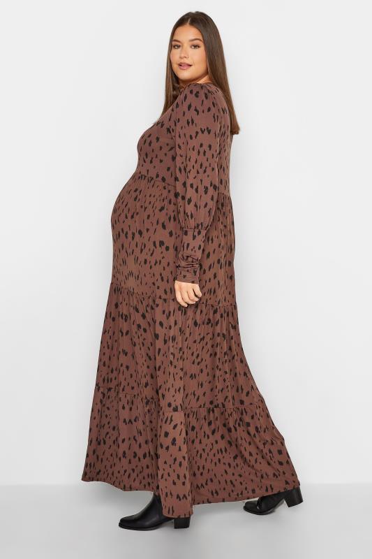 Tall Women's LTS Maternity Brown Animal Print Tiered Dress | Long Tall Sally 3