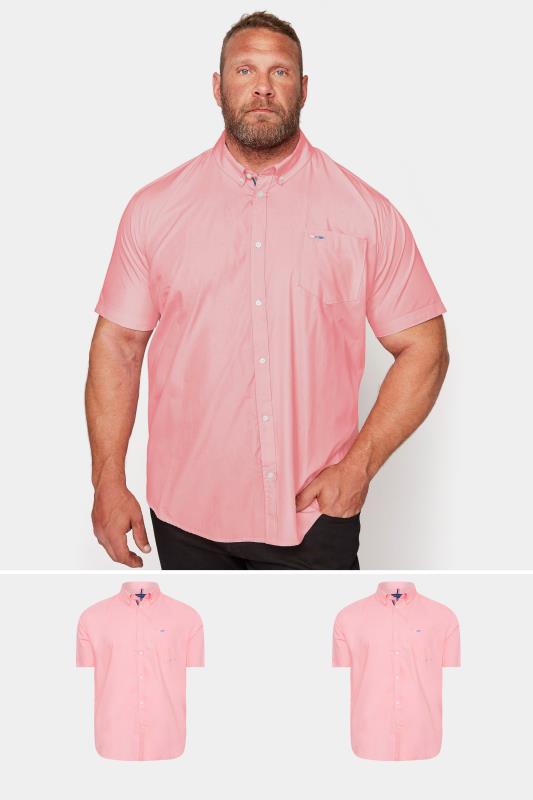 Men's  BadRhino Big & Tall Pink 2 PACK Short Sleeve Oxford Shirts