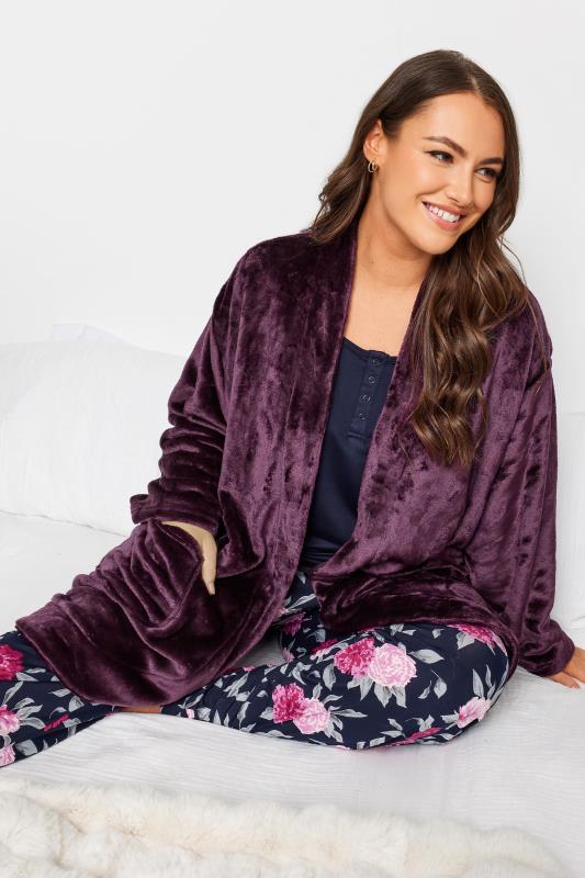 YOURS Plus Size Purple Soft Touch Short Dressing Gown | Yours Clothing 1