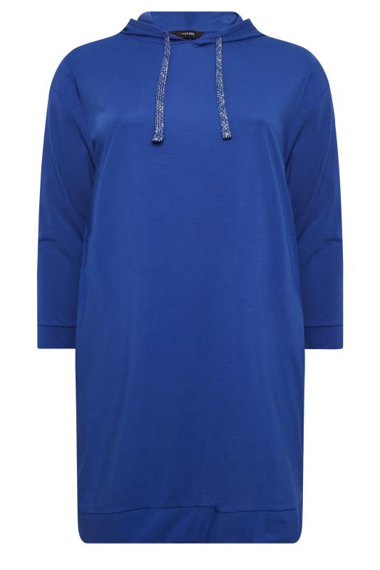 YOURS Plus Size Curve Cobalt Blue Pocket Hoodie Dress | Yours Clothing 6