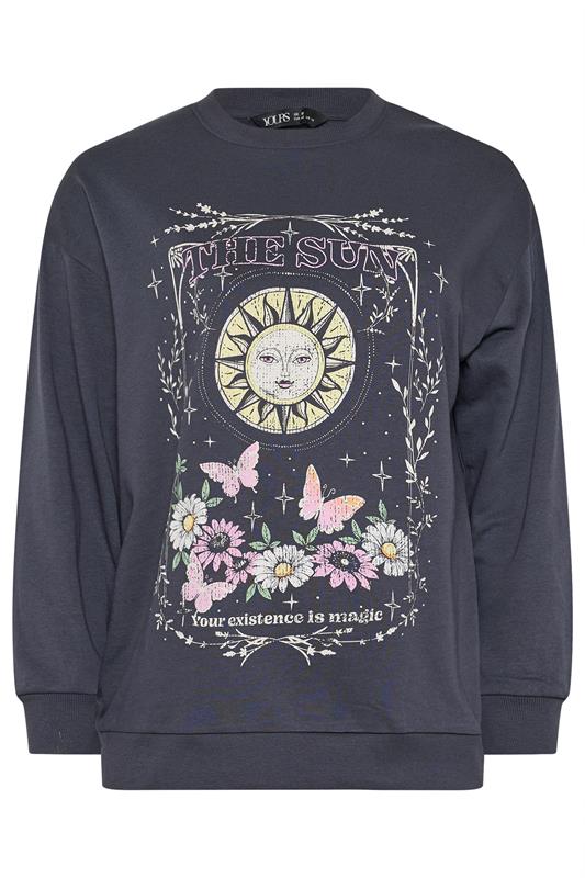 YOURS Curve Grey Celestial Graphic Print Sweatshirt | Yours Clothing  5