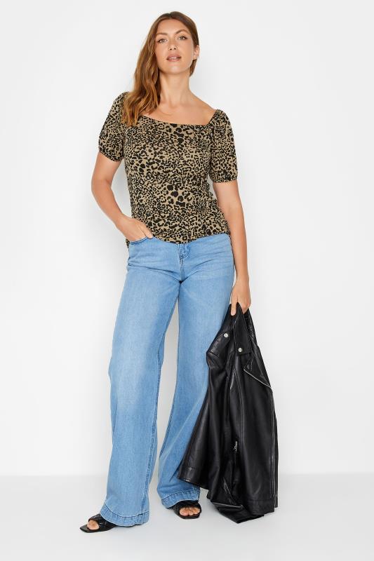 LTS Tall Brown Leopard Print Square Neck Top | Long Tall Sally 2