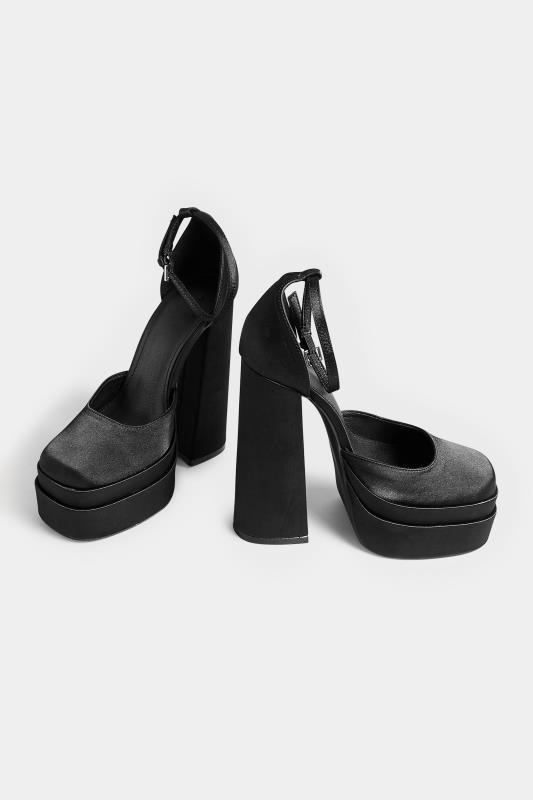 PixieGirl Black Satin Platform High Heels In Standard D Fit | PixieGirl 5