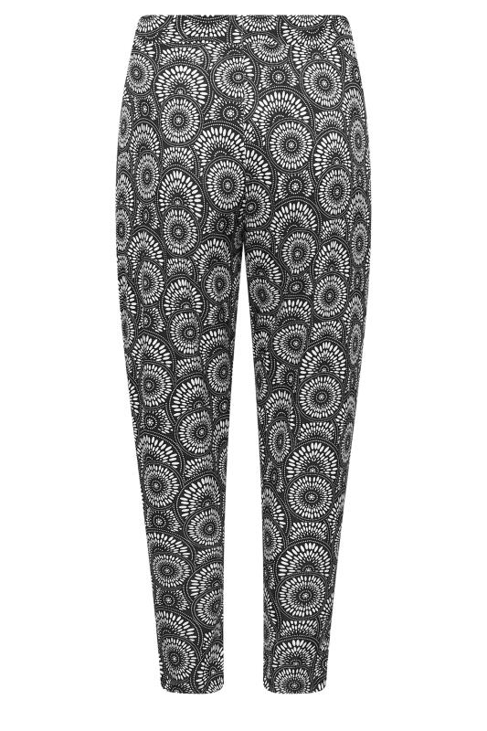 YOURS Plus Size Black Geometric Print Double Pleat Harem Trousers | Yours Clothing 6