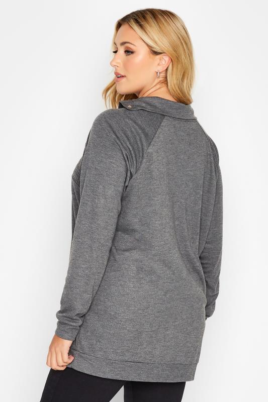 Plus Size Grey Popper Neck Sweatshirt | Yours Clothing 3