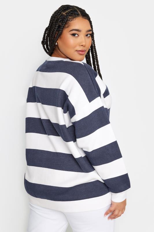 YOURS Plus Size Navy Blue & White Stripe Sweatshirt | Yours Clothing 3