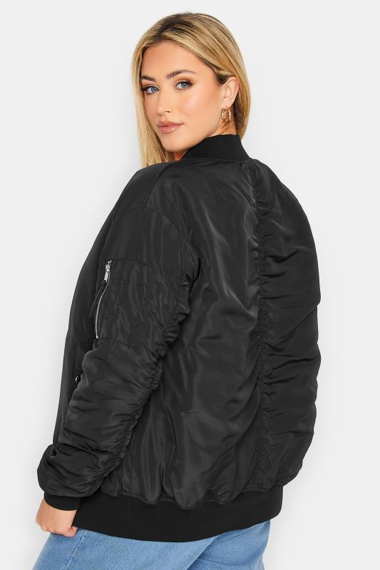 YOURS Plus Size Curve Black Bomber Jacket | Yours Clothing  3
