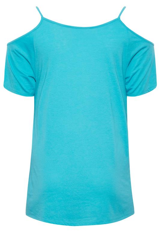 YOURS Plus Size Aqua Blue Cold Shoulder Top | Yours Clothing 7