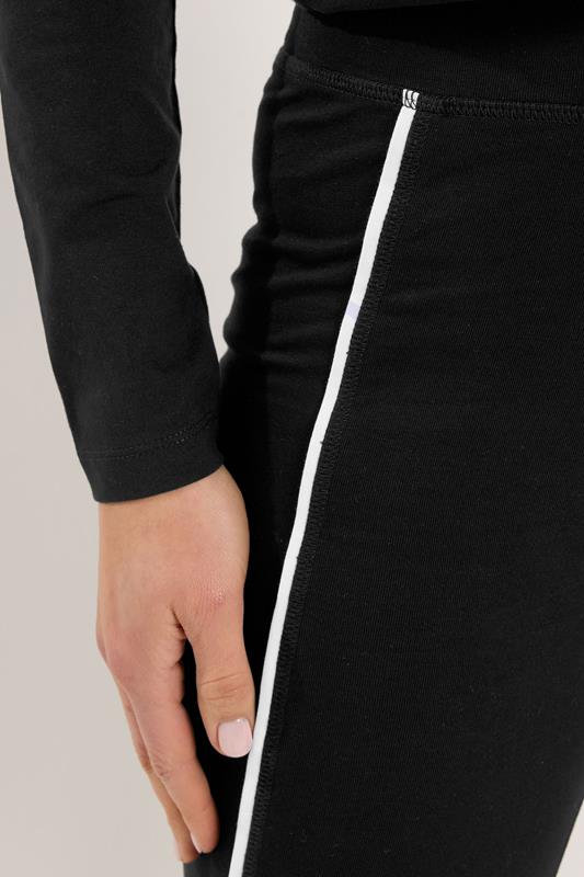 LTS Tall Set Women's Black Cotton Active Piped Long Sleeve Top & Leggings | Long Tall Sally 8