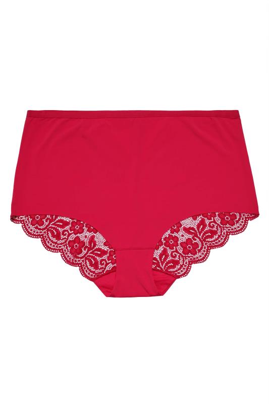 3 PACK Curve Red & Black Lace Back High Waisted Knickers 5