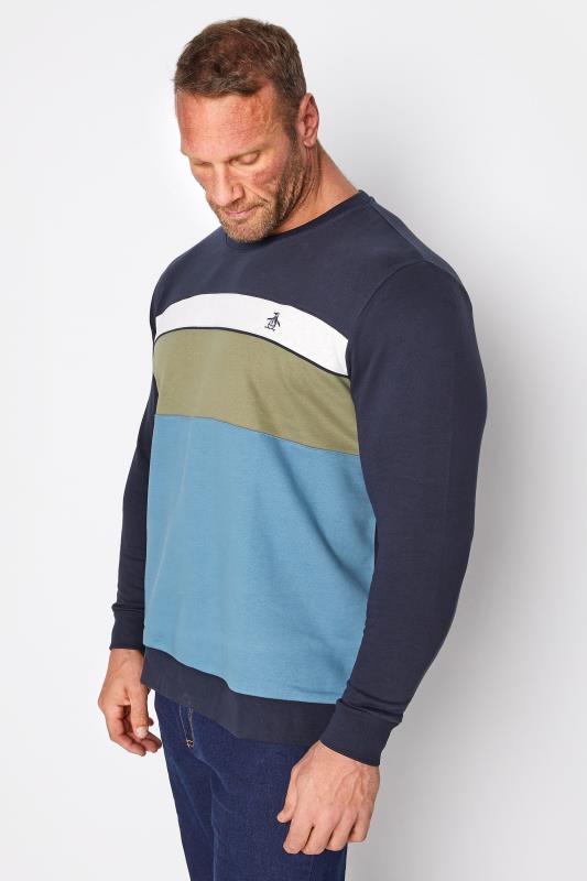  dla puszystych PENGUIN MUNSINGWEAR Big & Tall Navy Blue Colourblock Sweatshirt