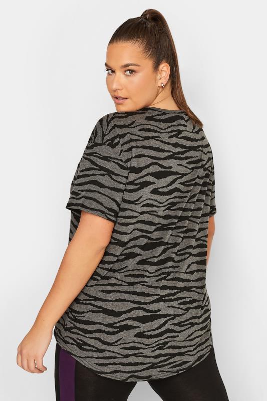 YOURS Curve ACTIVE Grey & Black Zebra Print 'Do Your Thing' Slogan T-Shirt 5