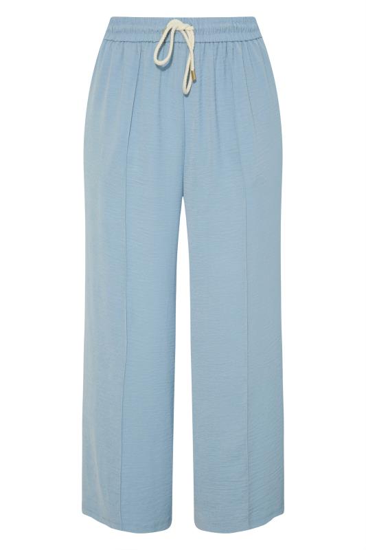 Plus Size Light Blue Lightweight Twill Wide Leg Trousers | Yours Clothing 5