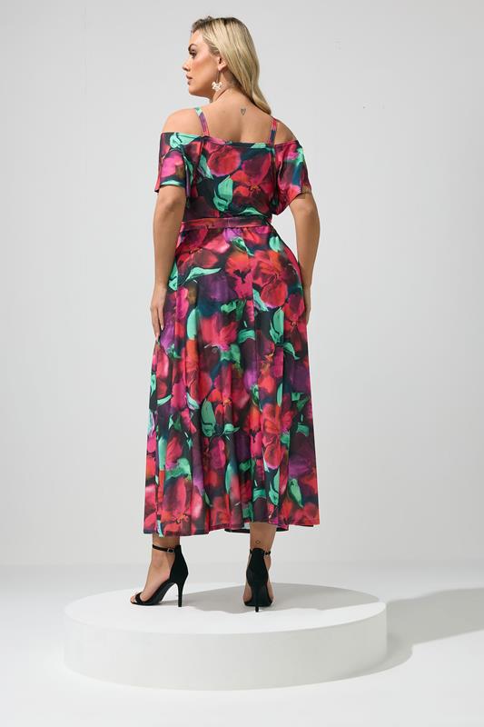 YOURS LONDON Plus Size Red & Purple Abstract Floral Print Maxi Dress | Yours Clothing 2