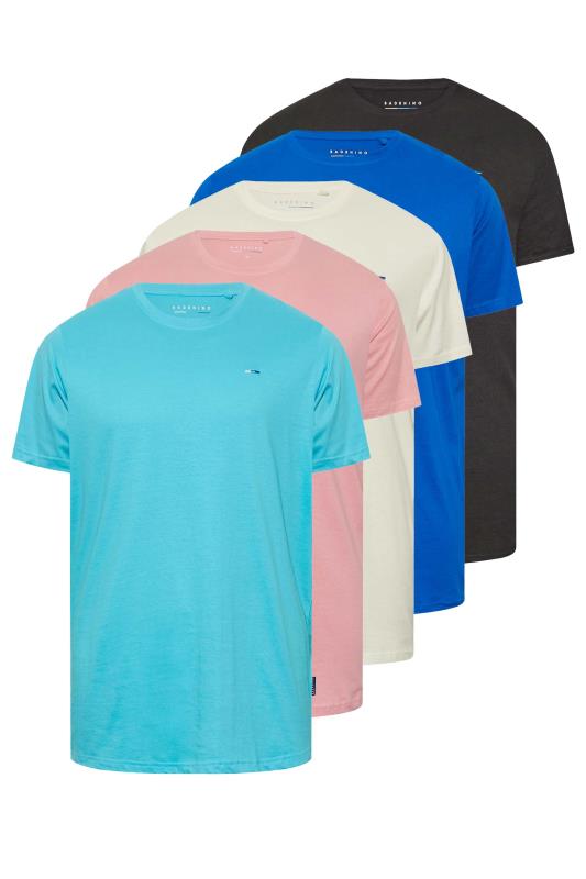 BadRhino Big & Tall 5 Pack Blue & Pink Cotton T-Shirts | BadRhino 2