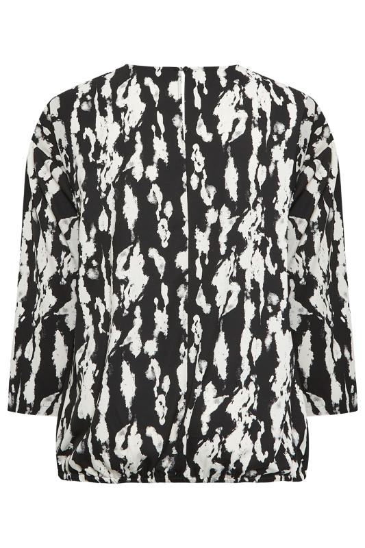 YOURS Curve Black Abstract Print Bubble Hem Top | Yours Clothing 7