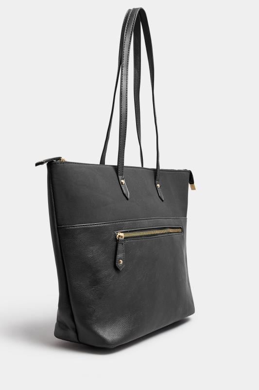 Black Zip Pocket Tote Bag 2