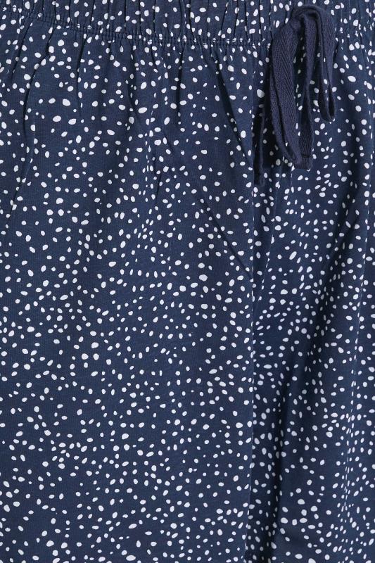 Plus Size Navy Blue Spot Print Pyjama Shorts | Yours Clothing  5