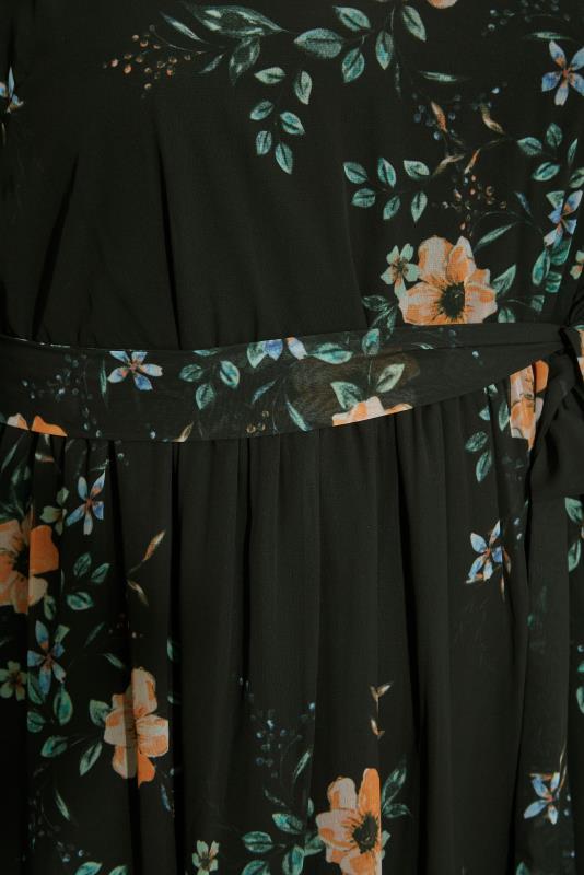 YOURS LONDON Curve Black Floral Print Ruffle Maxi Dress 5