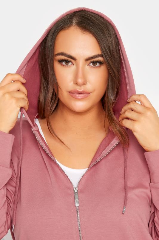 Plus Size Pink Zip Through Hoodie | Yours Clothing 4