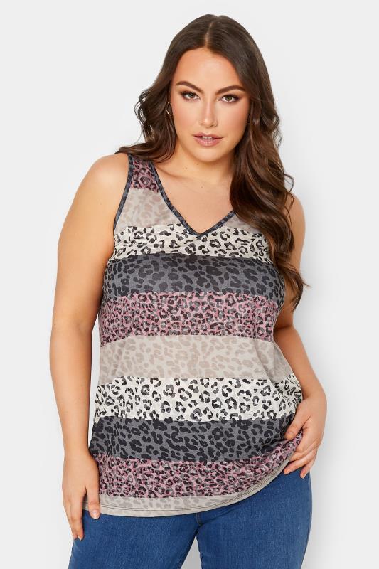 Plus Size  YOURS Curve Beige Brown Animal Print Swing Vest Top