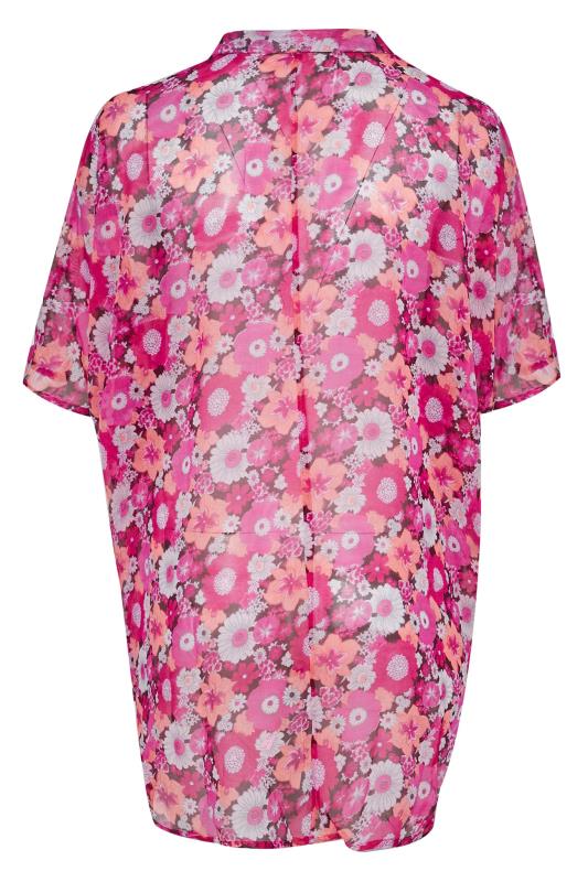 Plus Size Pink Floral Print Batwing Blouse | Yours Clothing  7