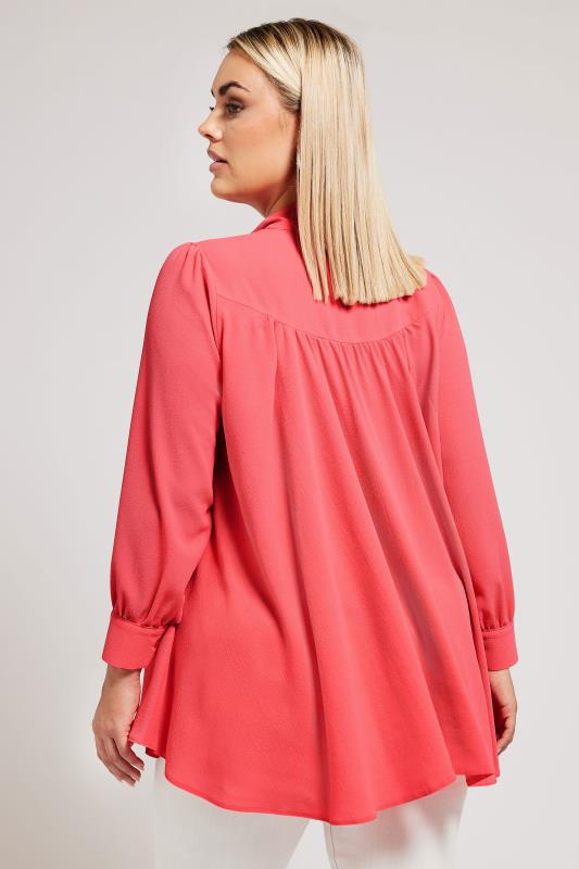 YOURS LONDON Plus Size Pink Tie Neck Blouse | Yours Clothing 3