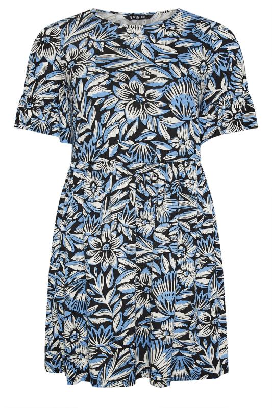 YOURS Plus Size Blue Floral Print Smock Dress | Yours Clothing 5