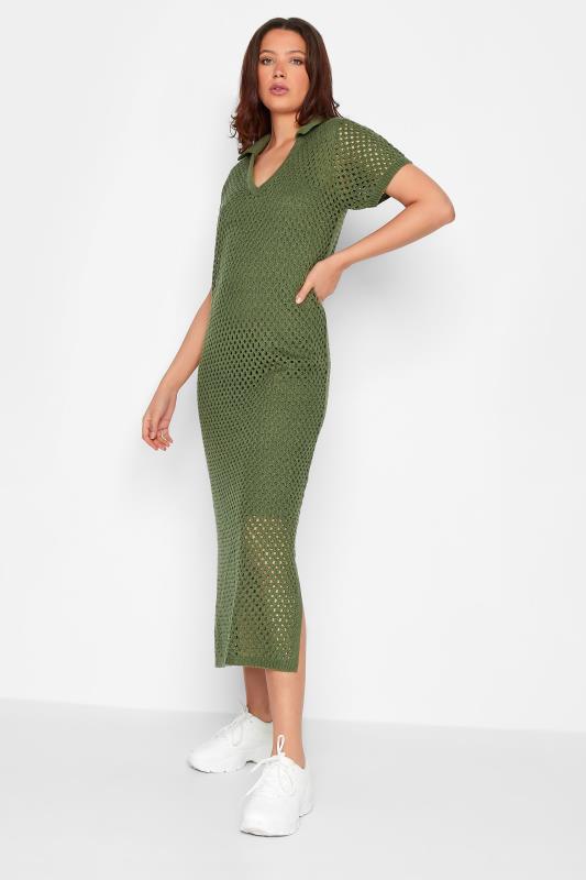 Tall  LTS Tall Khaki Green Crochet Midaxi Dress