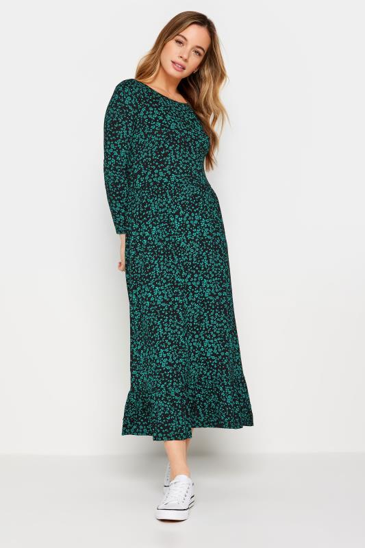 M&Co Petite Dark Green Ditsy Floral Print Midi Dress | M&Co 2