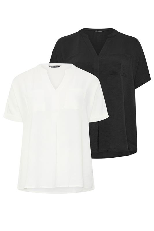 EVANS Plus Size 2 Pack Black And White Utility Shirts | Evans 1