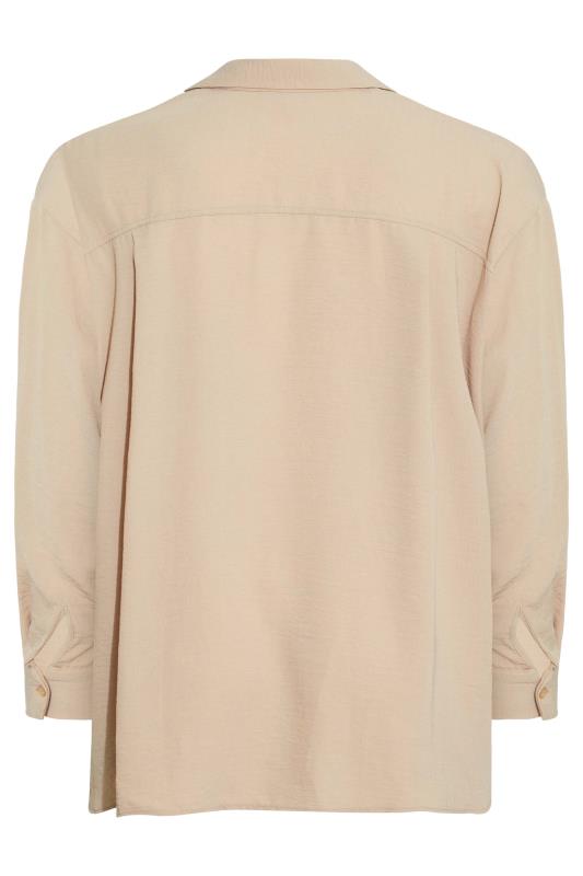 YOURS LONDON Plus Size Beige Brown Oversized Satin Shirt | Yours Clothing 7
