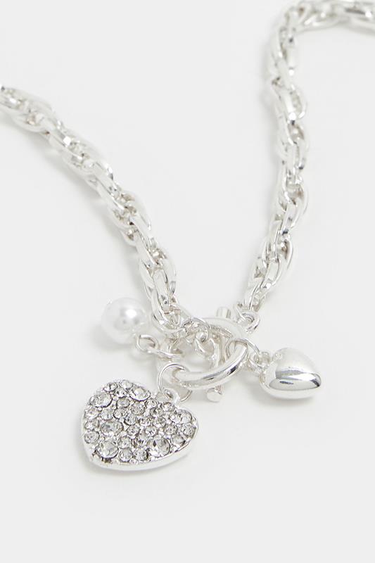 Silver Tone Chain Heart Pendant Necklace | Yours Clothing 2
